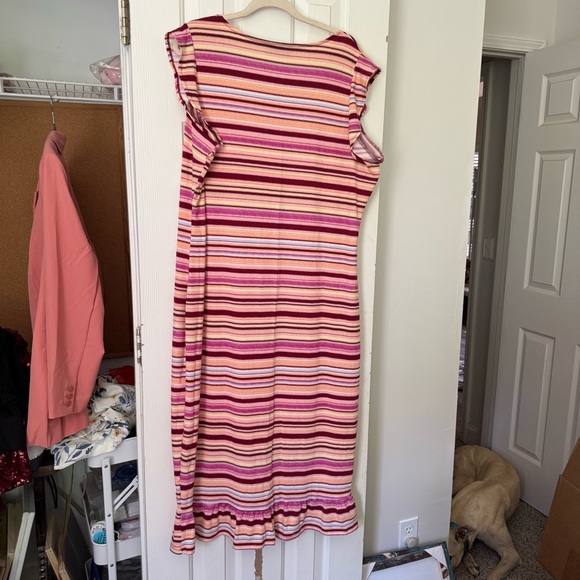 Lane Bryant Pink and White Sheath Midi Dress with V-Neck Never Worn - Picture 2 of 3